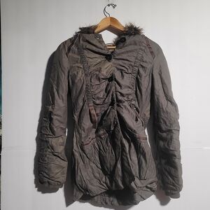 BKE Kids Khaki Puffer Jacket with Fur Trim SIZE MEDIUM